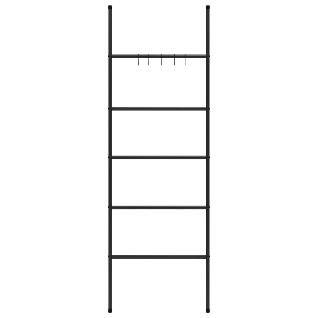 Lestev za brisače s 5 letvicami črna 58x175 cm železo