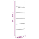 Lestev za brisače s 5 letvicami črna 58x175 cm železo