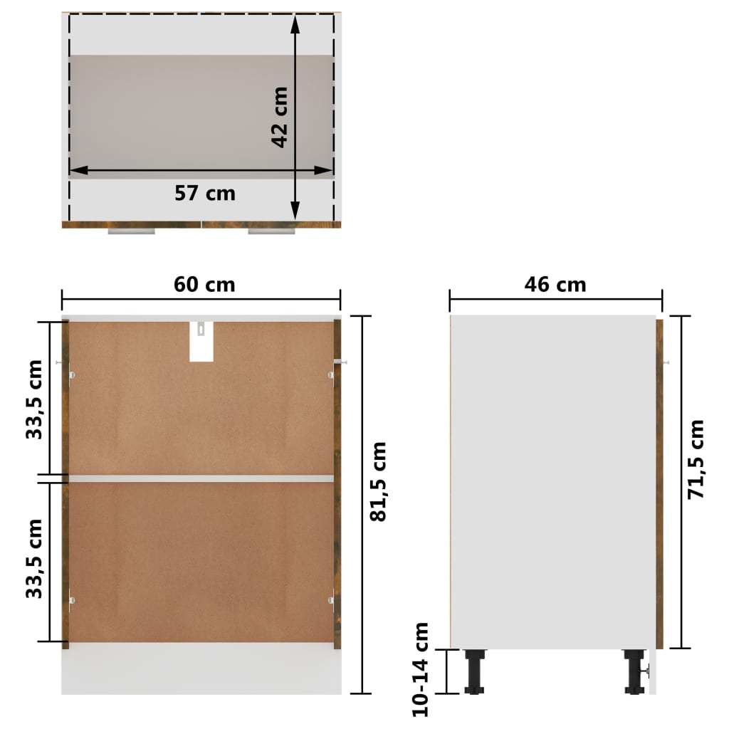 Spodnja omarica dimljeni hrast 60x46x81,5 cm inženirski les