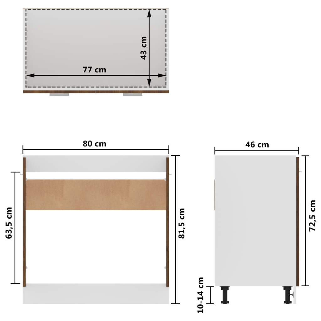 Omarica za umivalnik rjav hrast 80x46x81,5 cm inž. les