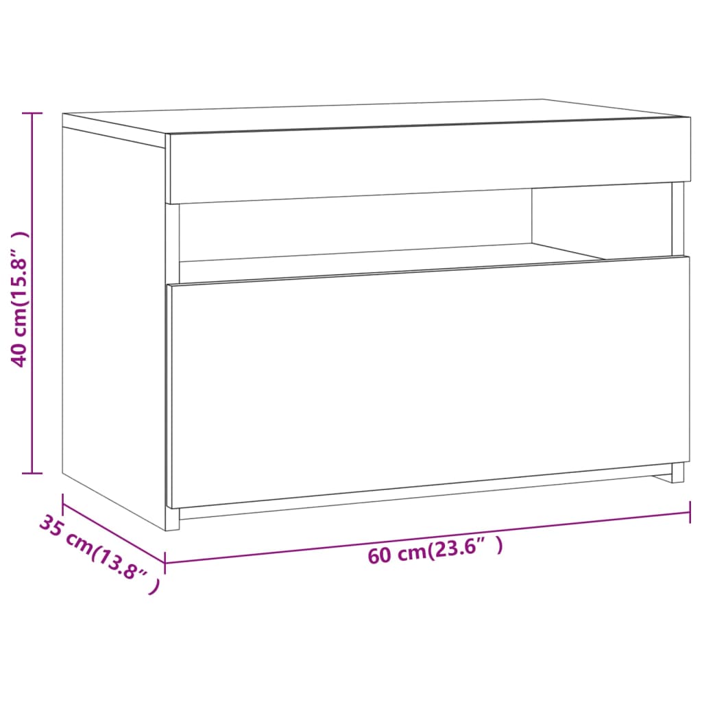 TV omarica z LED lučkami siva sonoma 60x35x40 cm