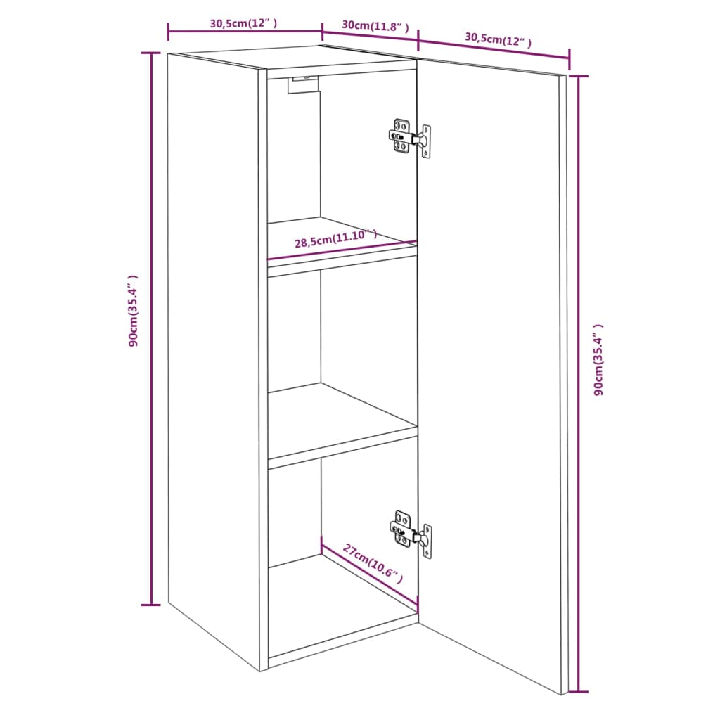 TV omarica 2 kosa siva sonoma 30,5x30x90 cm inženirski les