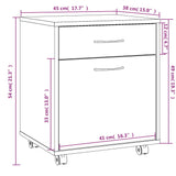 Omarica na kolesih rjav hrast 45x38x54 cm konstruiran les