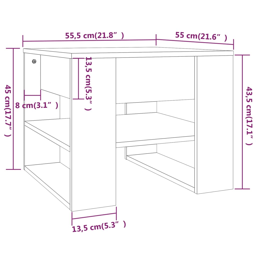 Klubska mizica betonsko siva 55,5x55x45 cm konstruiran les