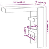 Stenska barska miza bela 102x45x103,5 cm konstruiran les