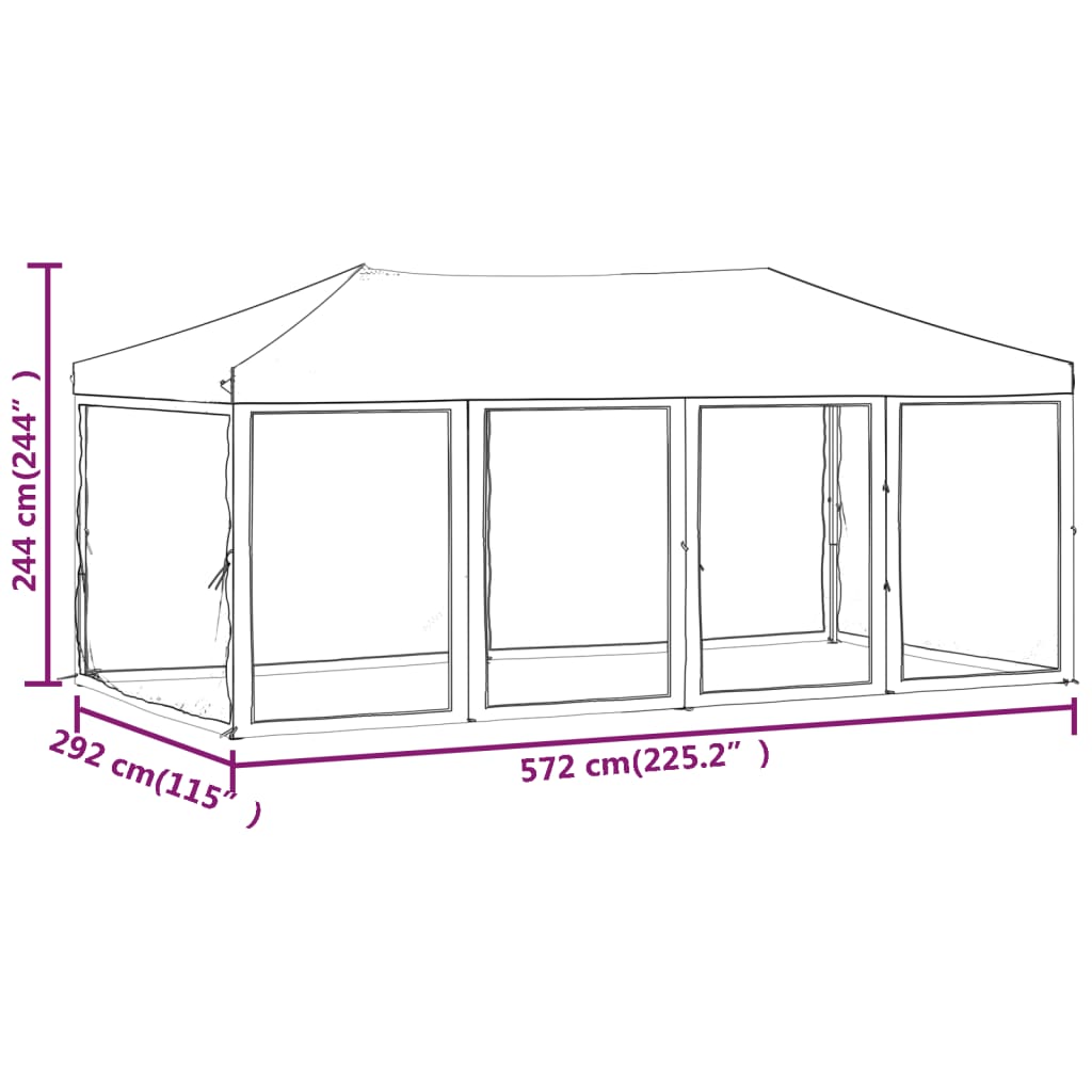 Zložljiv vrtni šotor s stranicami taupe 3x6 m