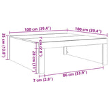 Klubska mizica siva sonoma 100x100x35 cm konstruiran les