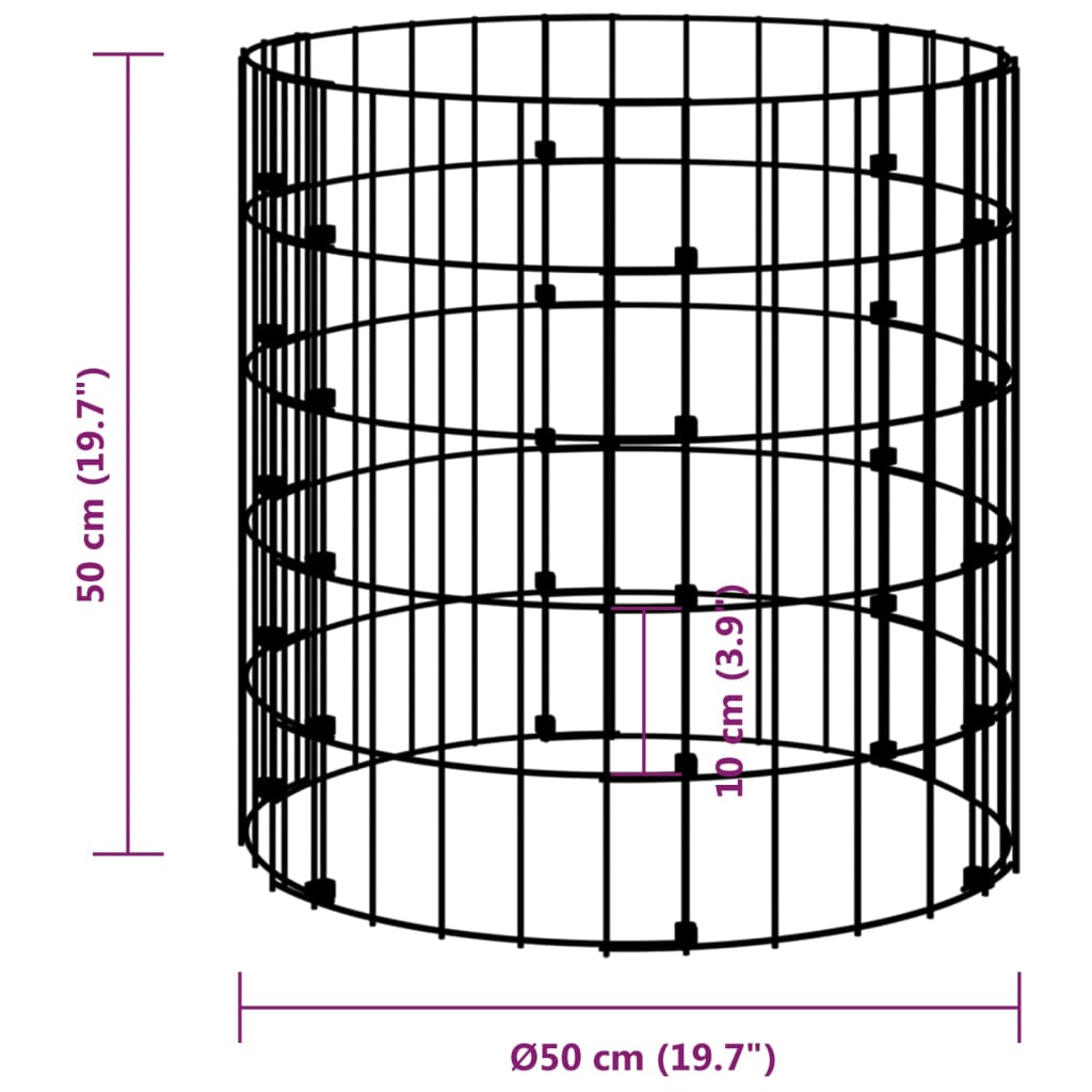 Okrogel gabion pocinkano jeklo Ø50x50 cm