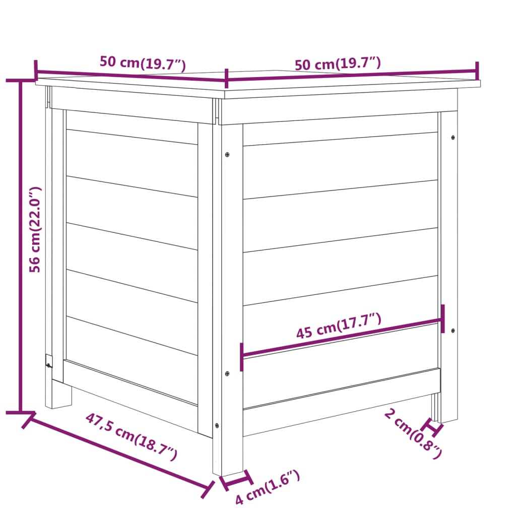 Zunanja škatla za blazine rjava 50x50x56 cm trden les jelke