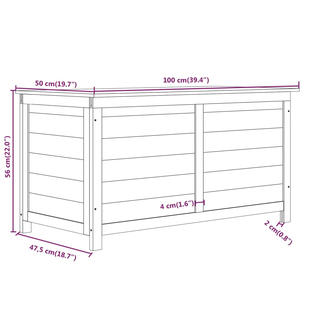 Zunanja škatla za blazine rjava 100x50x56 cm trden les jelke