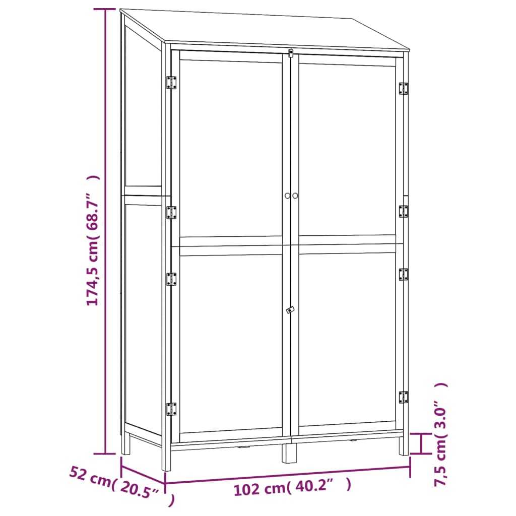 Vrtna lopa rjava 102x52x174,5 cm trden les jelke