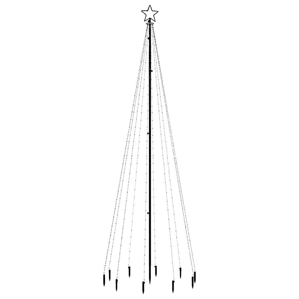  vidaXL Božično drevo s konico 310 hladno belih LED diod 300 cm