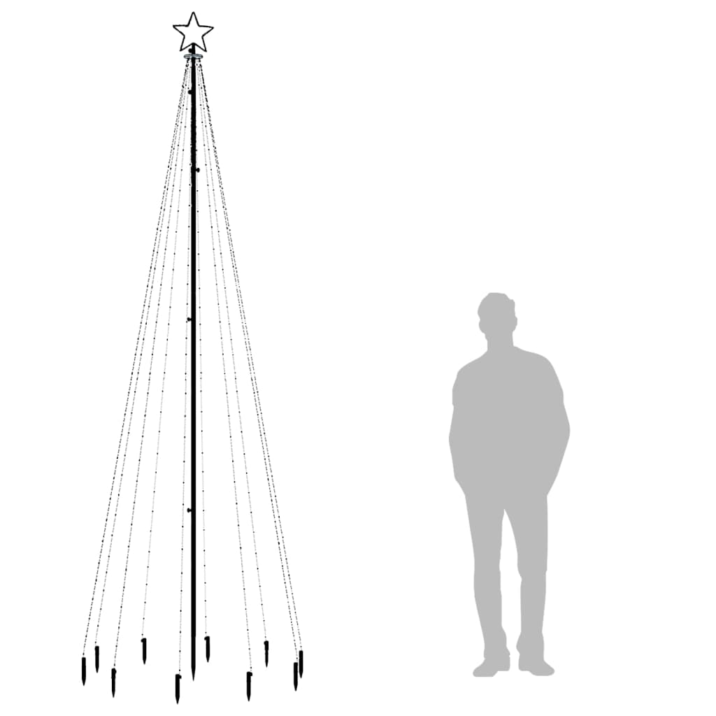  vidaXL Božično drevo s konico 310 hladno belih LED diod 300 cm