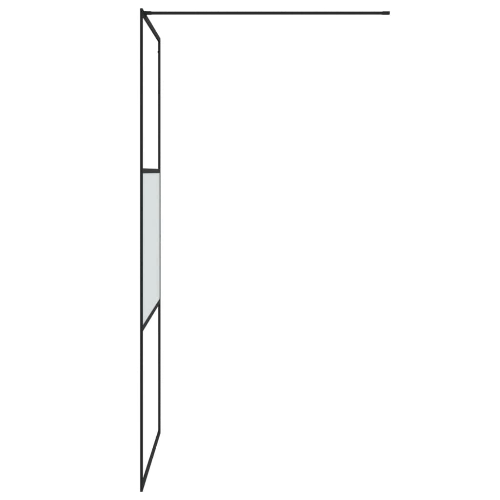 Pregrada za tuš črna 100x195 cm delno motno ESG steklo