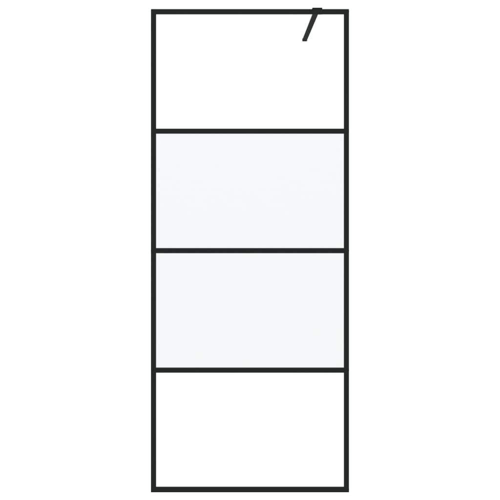 Pregrada za tuš črna 80x195 cm delno motno ESG steklo