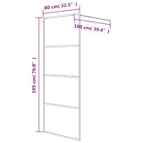 Pregrada za tuš črna 80x195 cm delno motno ESG steklo