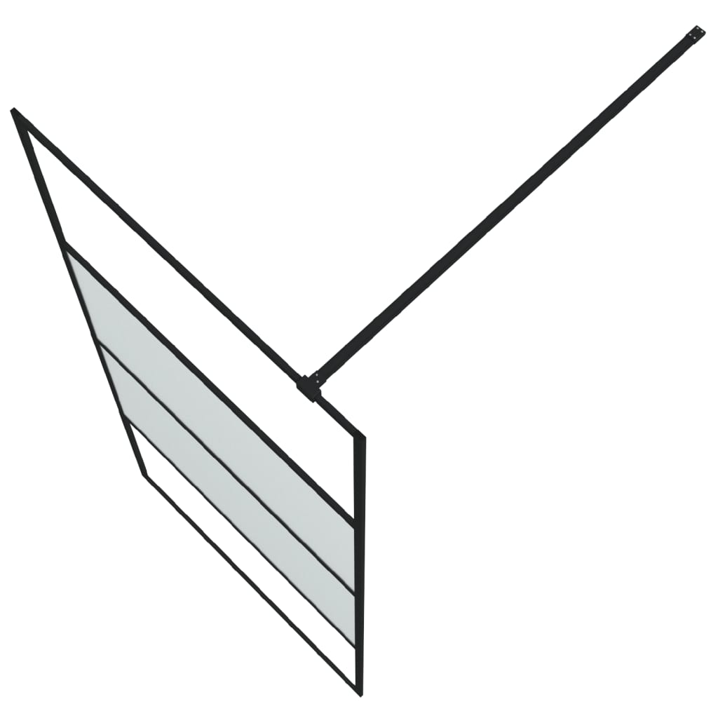 Pregrada za tuš črna 90x195 cm delno motno ESG steklo