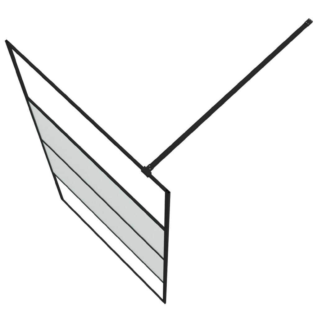 Pregrada za tuš črna 100x195 cm delno motno ESG steklo
