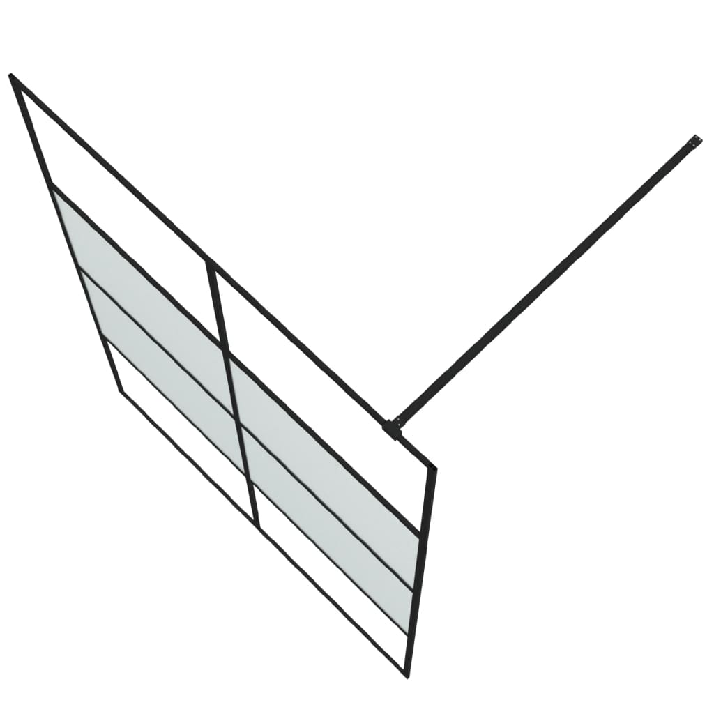 Pregrada za tuš črna 140x195 cm delno motno ESG steklo