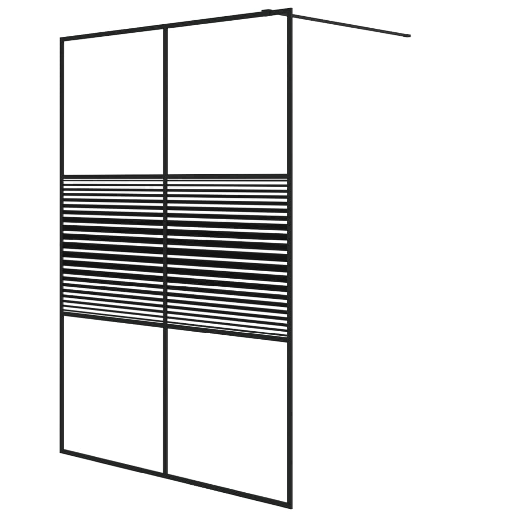 Pregrada za tuš črna 140x195 cm prozorno ESG steklo