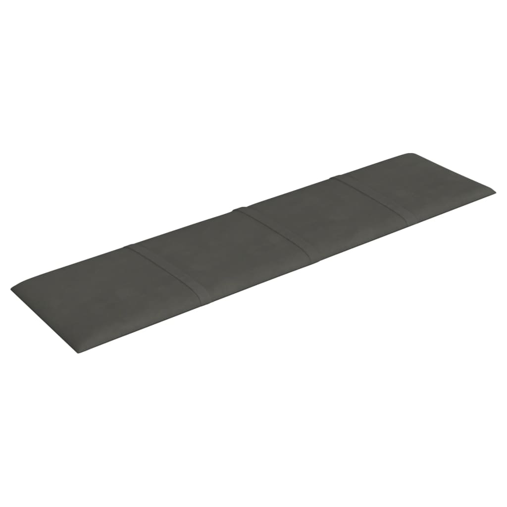 Stenski paneli 12 kosov temno sivi 60x15 cm žamet 1,08 m²