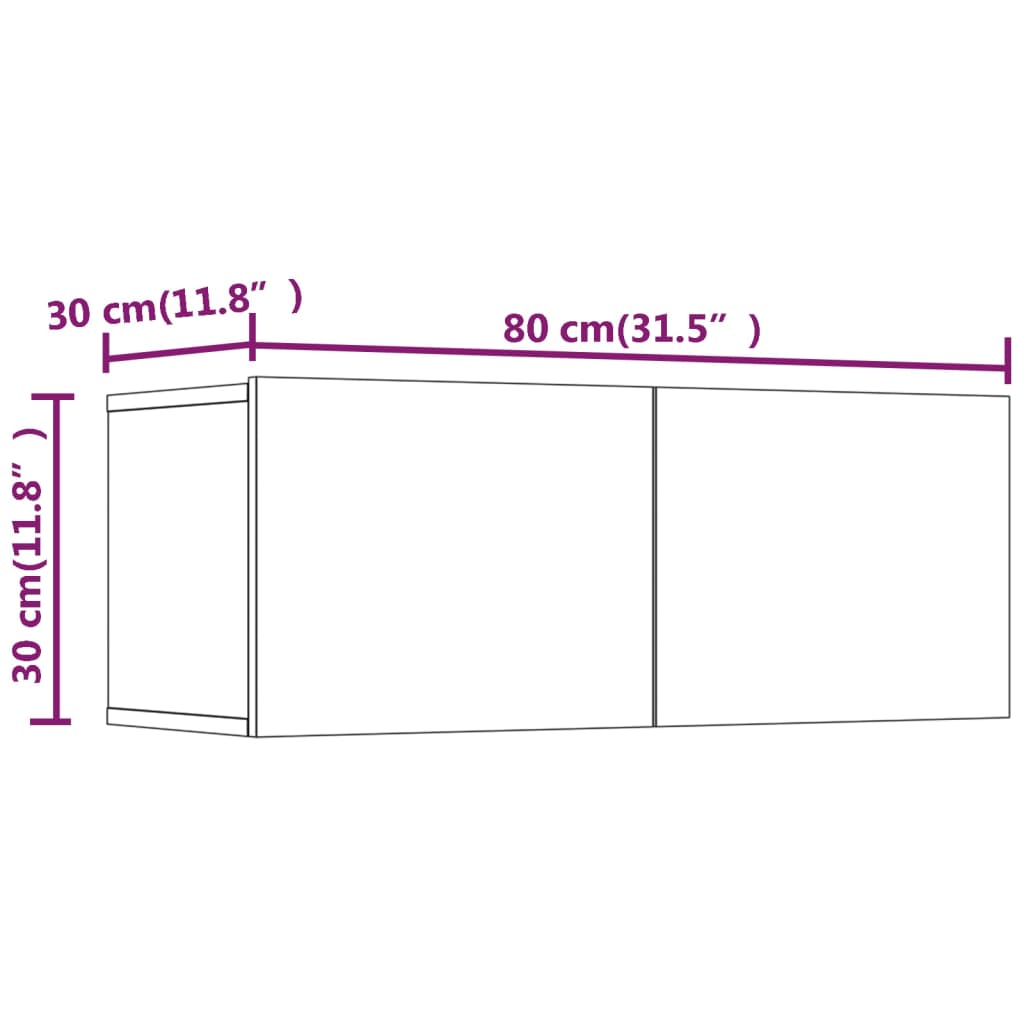 TV omarica 2 kosa visok sijaj bela 80x30x30 inženirski les