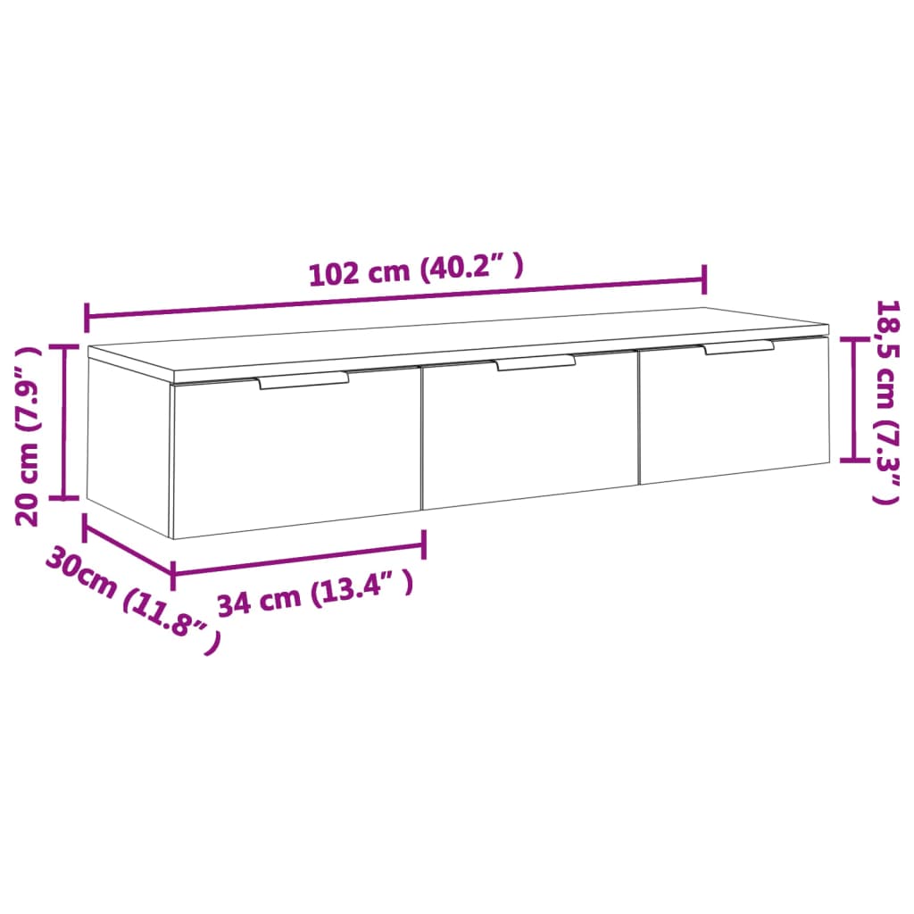 Stenska omarica visok sijaj bela 102x30x20 cm inženirski les