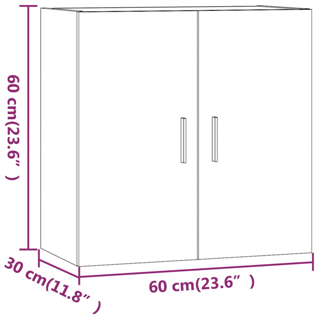 Stenska omarica bela 60x30x60 cm konstruiran les