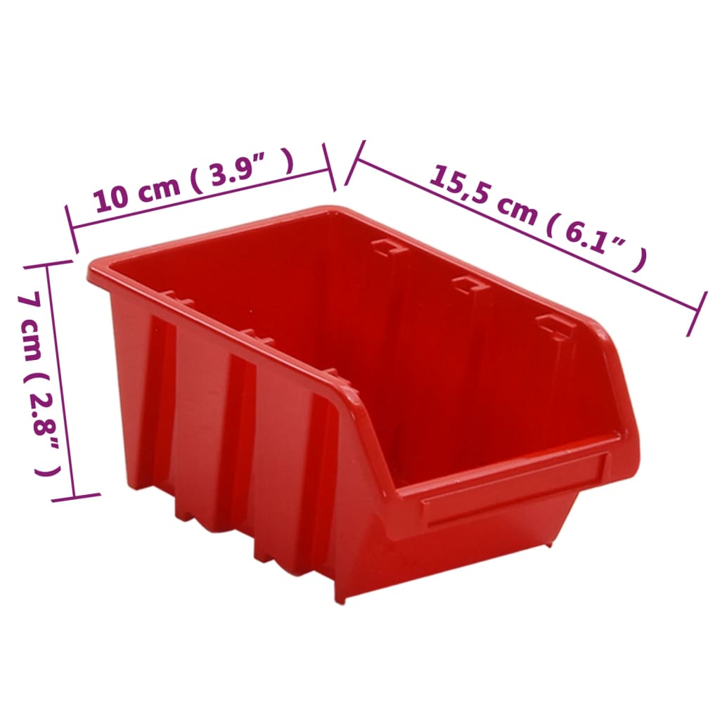 Komplet za delavnico 30-delni rdeč in črn 77x39 cm polipropilen