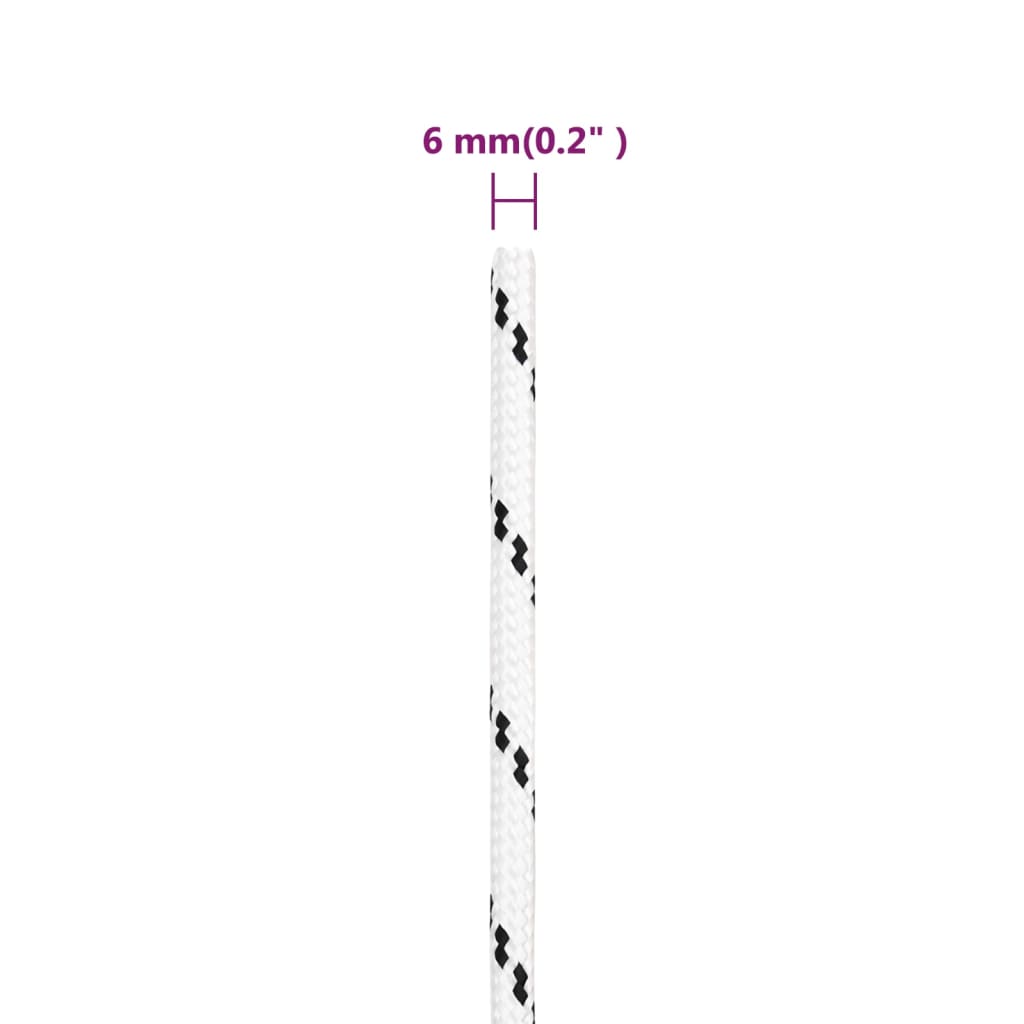 Pletena vrv za čoln bela 6 mm x 25 m poliester