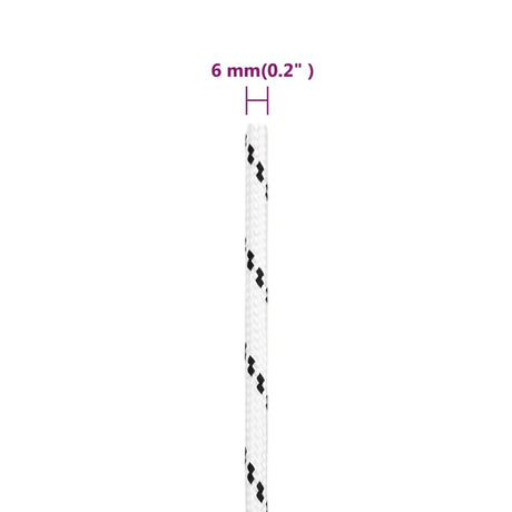 Pletena vrv za čoln bela 6 mm x 25 m poliester