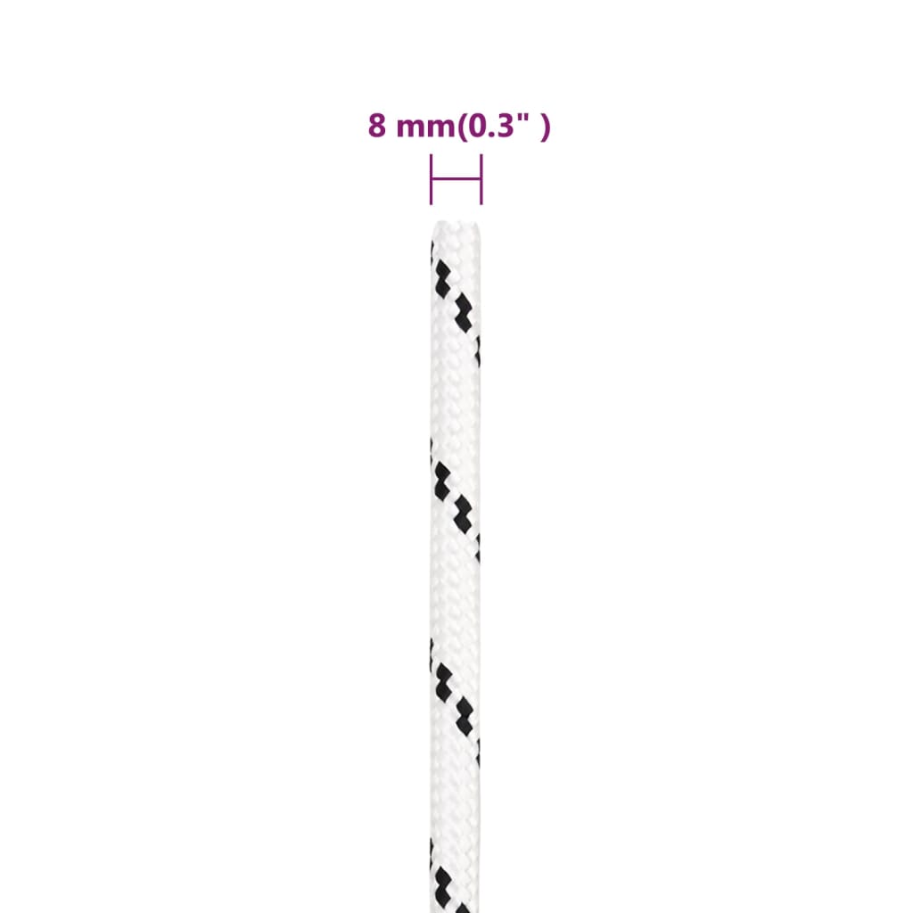 Pletena vrv za čoln bela 8 mm x 25 m poliester