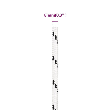 Pletena vrv za čoln bela 8 mm x 25 m poliester