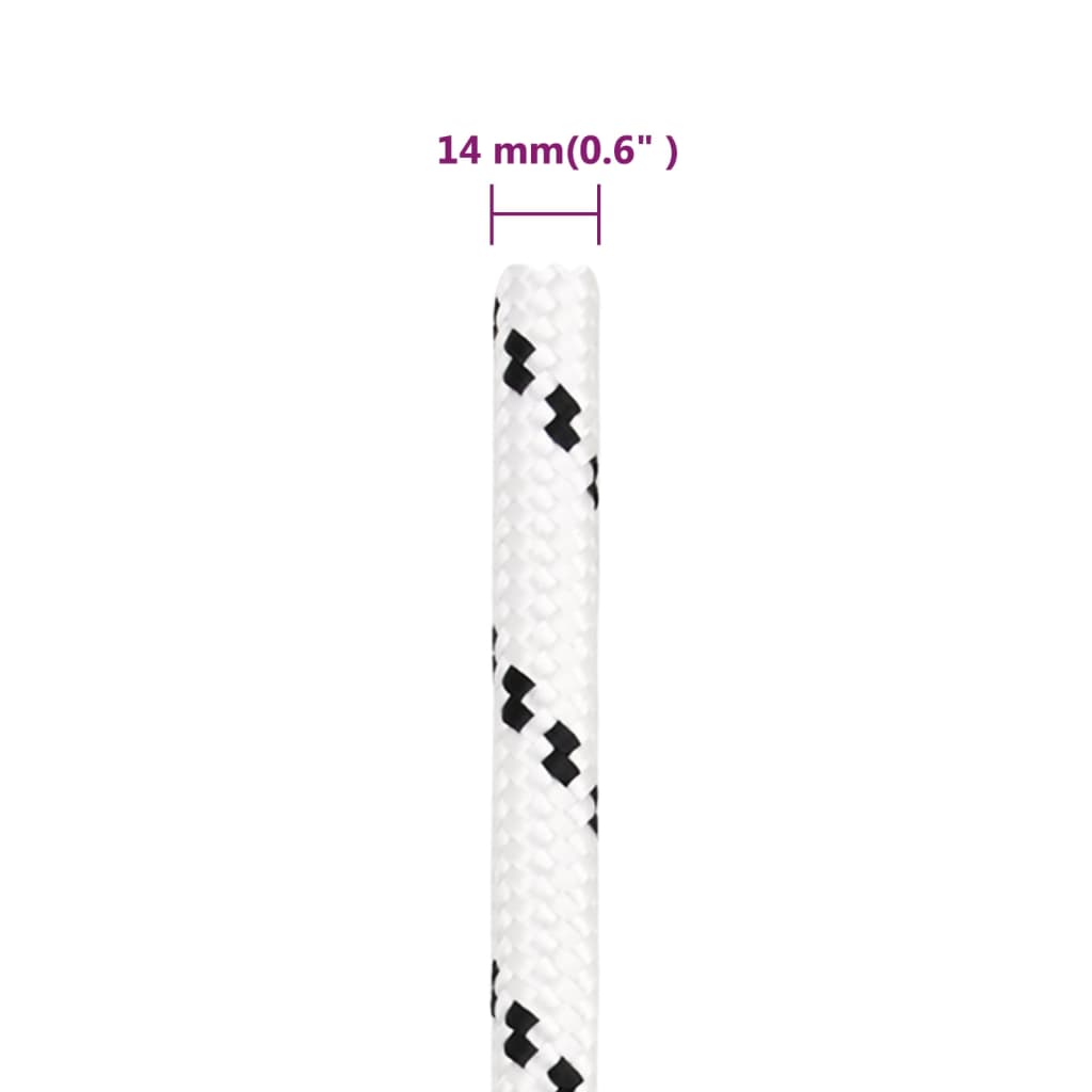 Pletena vrv za čoln bela 14 mm x 100 m poliester