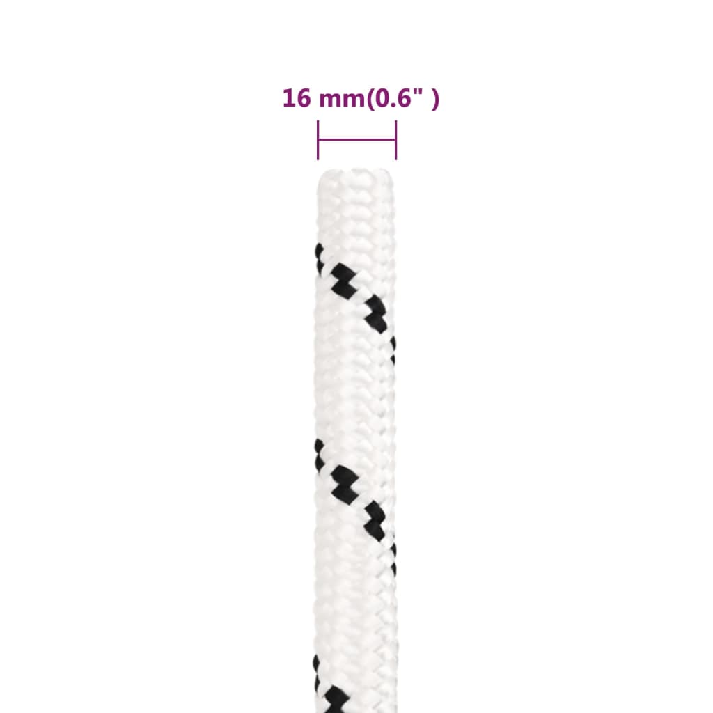 Pletena vrv za čoln bela 16 mm x 25 m poliester