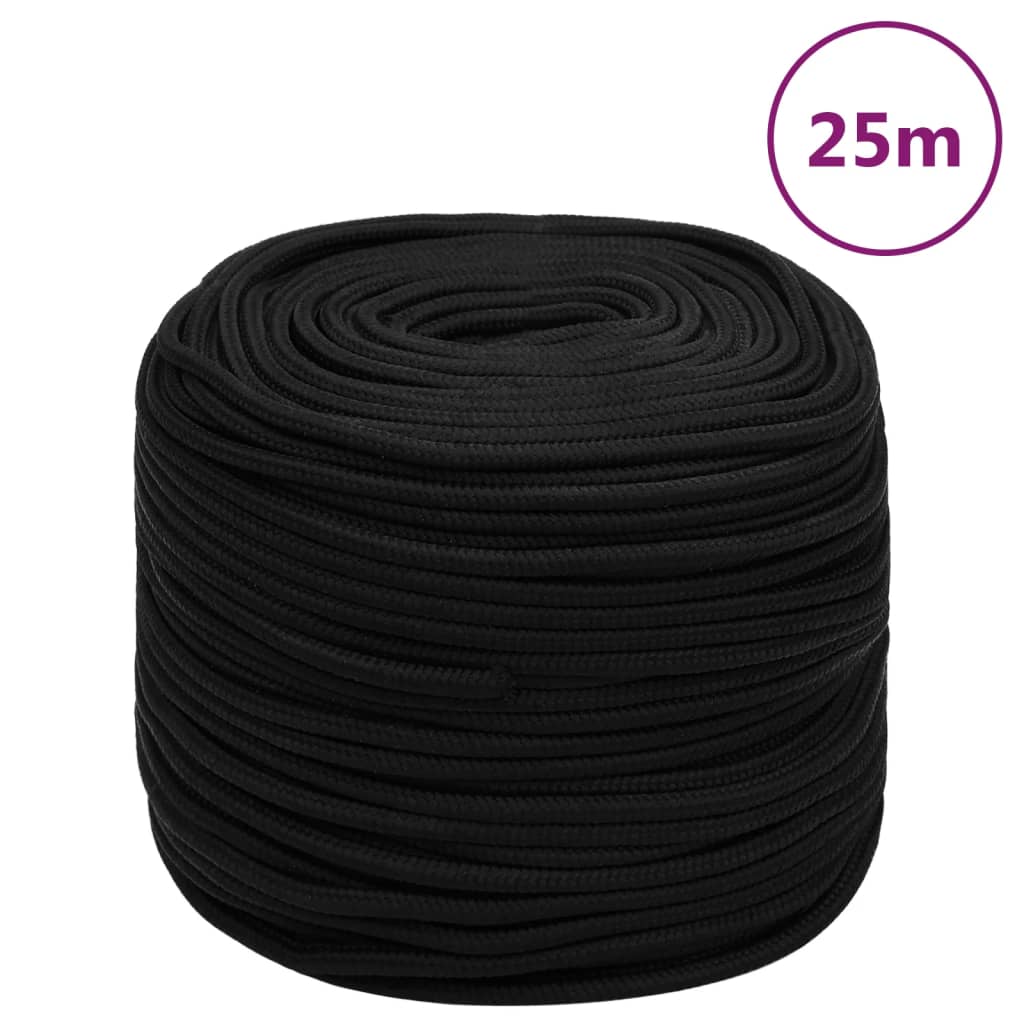 Delovna vrv črna 8 mm 25 m poliester