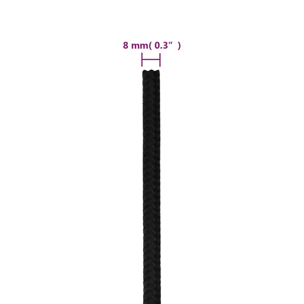 Delovna vrv črna 8 mm 25 m poliester