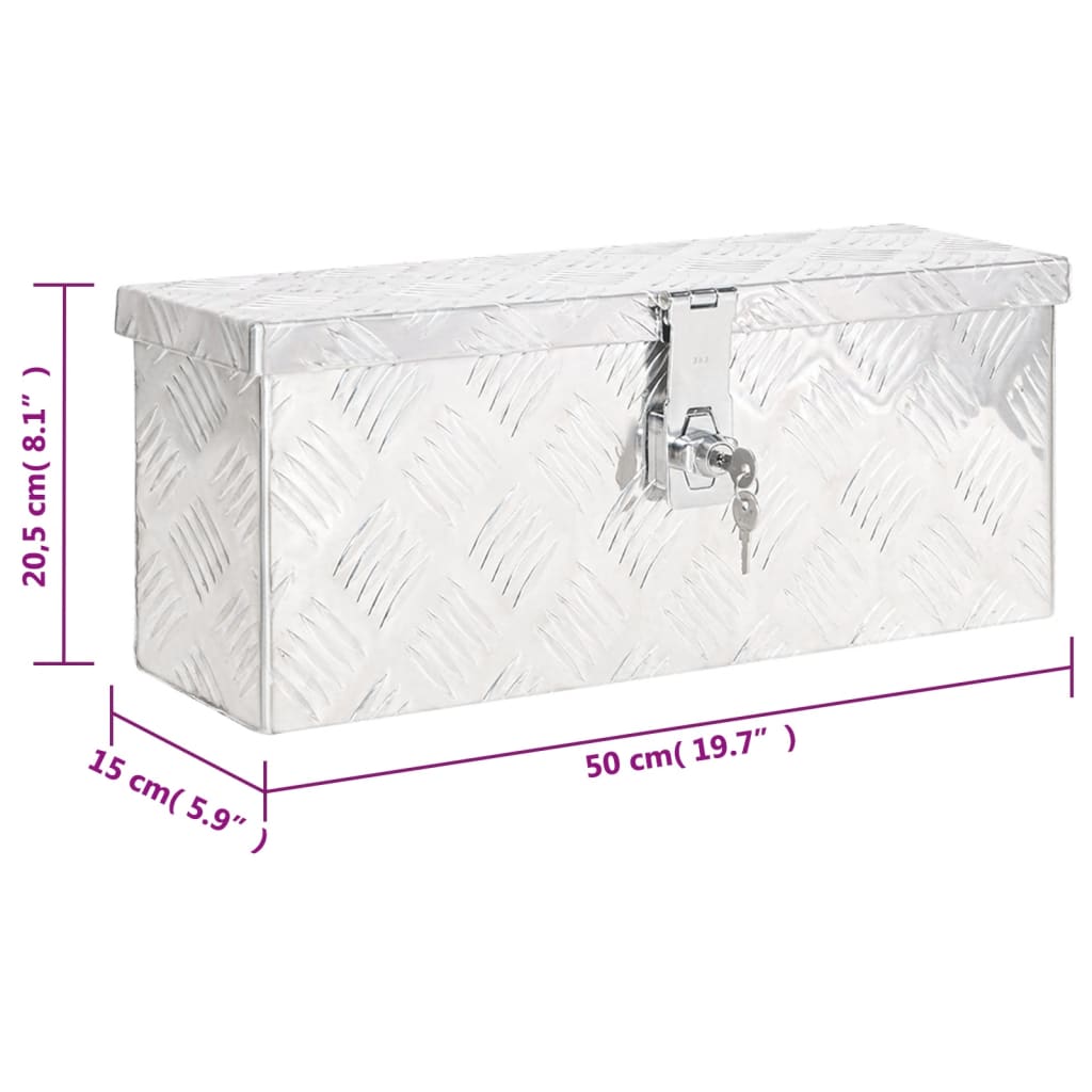 Škatla za shranjevanje srebrna 50x15x20,5 cm aluminij