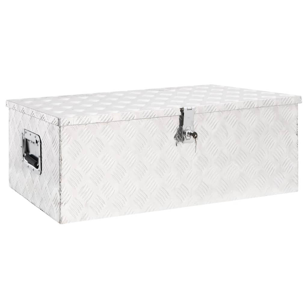 Škatla za shranjevanje srebrna 90x47x33,5 cm aluminij