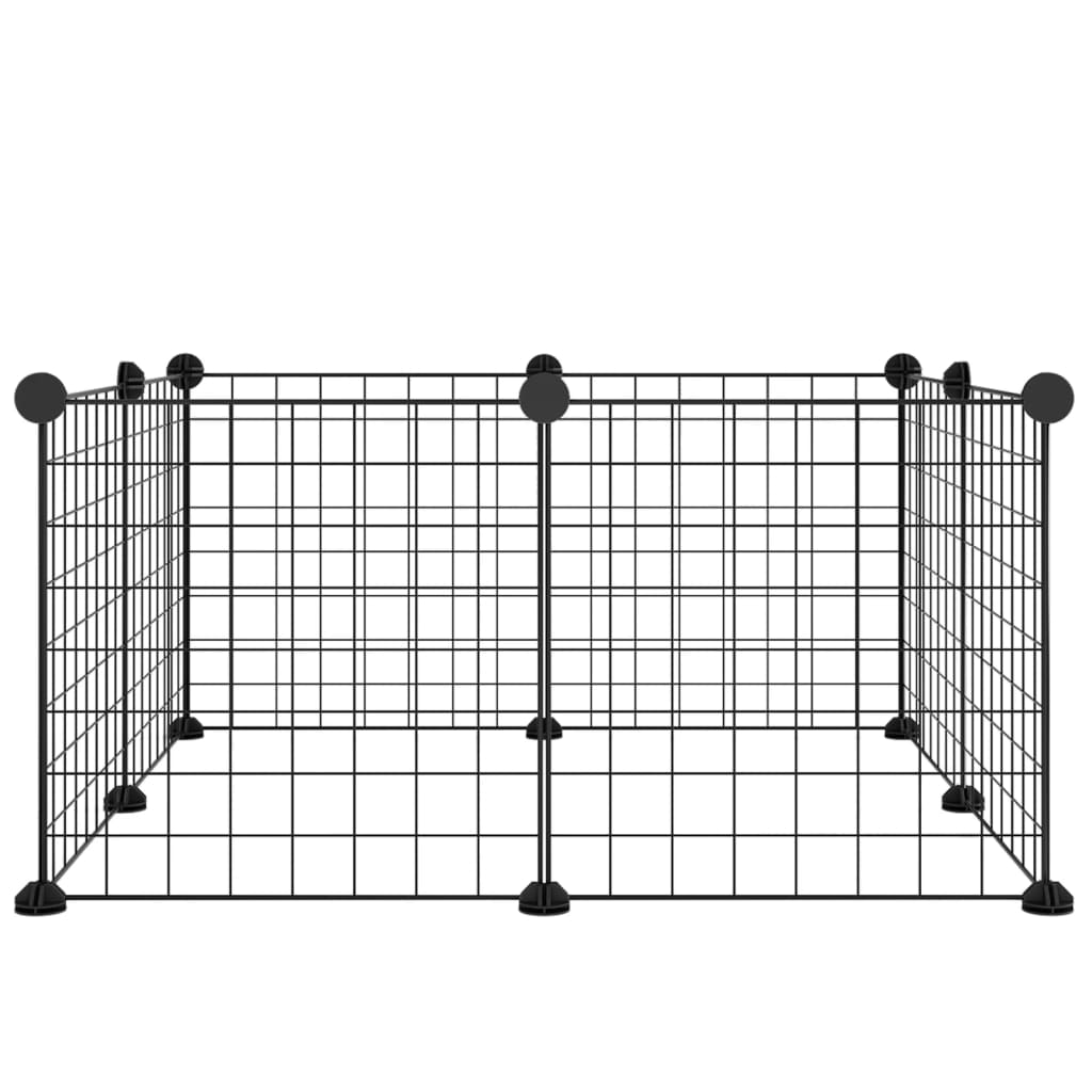 Ograda za hišne ljubljenčke z 8 paneli črna 35x35 cm jeklo