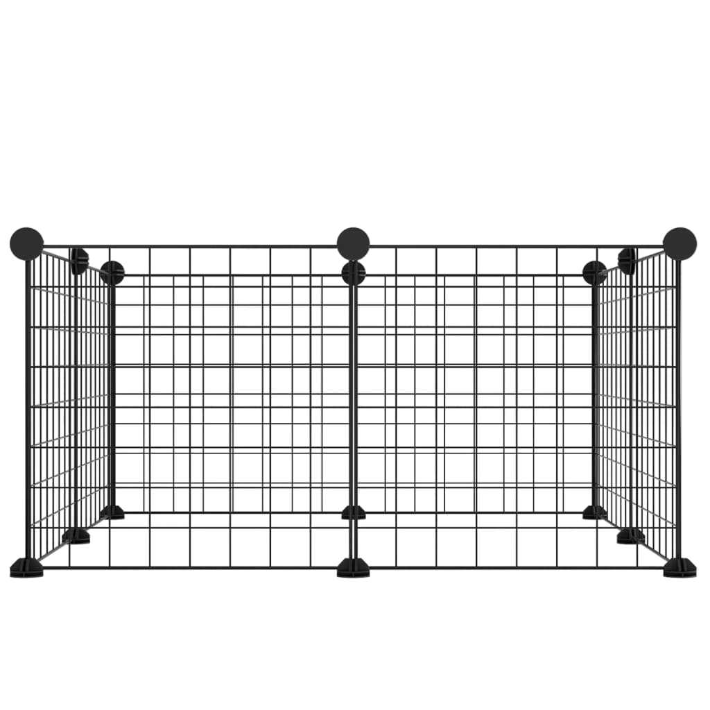 Ograda za hišne ljubljenčke z 8 paneli črna 35x35 cm jeklo