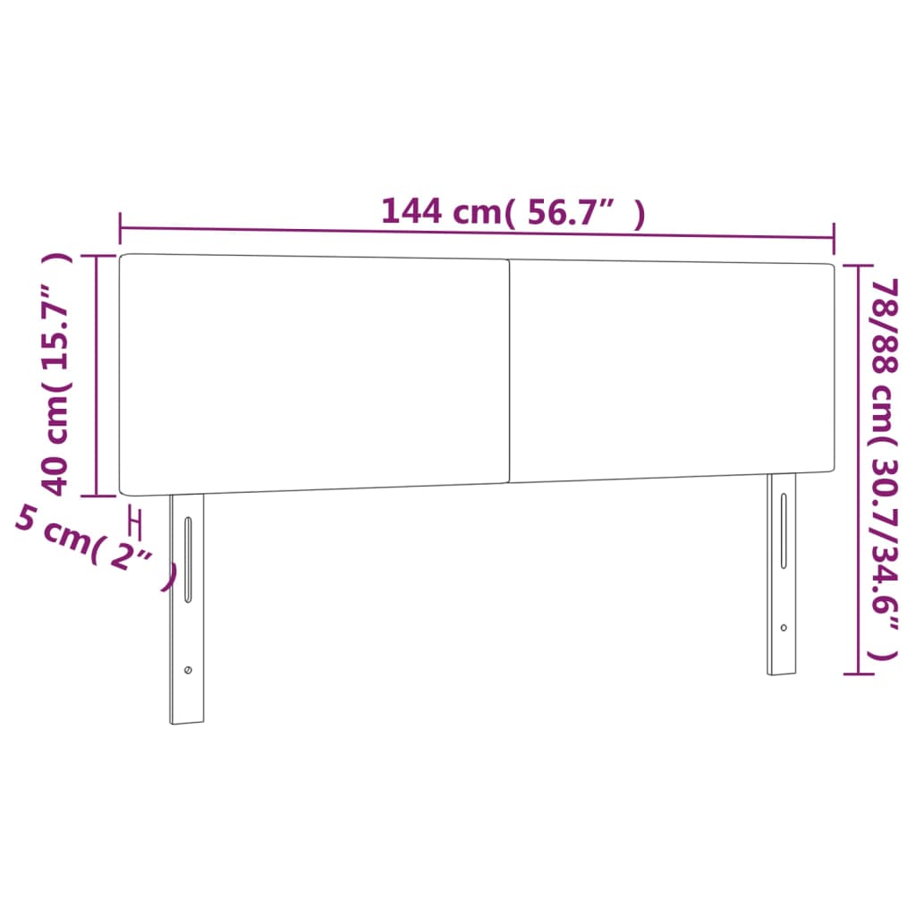 Posteljno vzglavje 2 kosa črno 72x5x78/88 cm blago