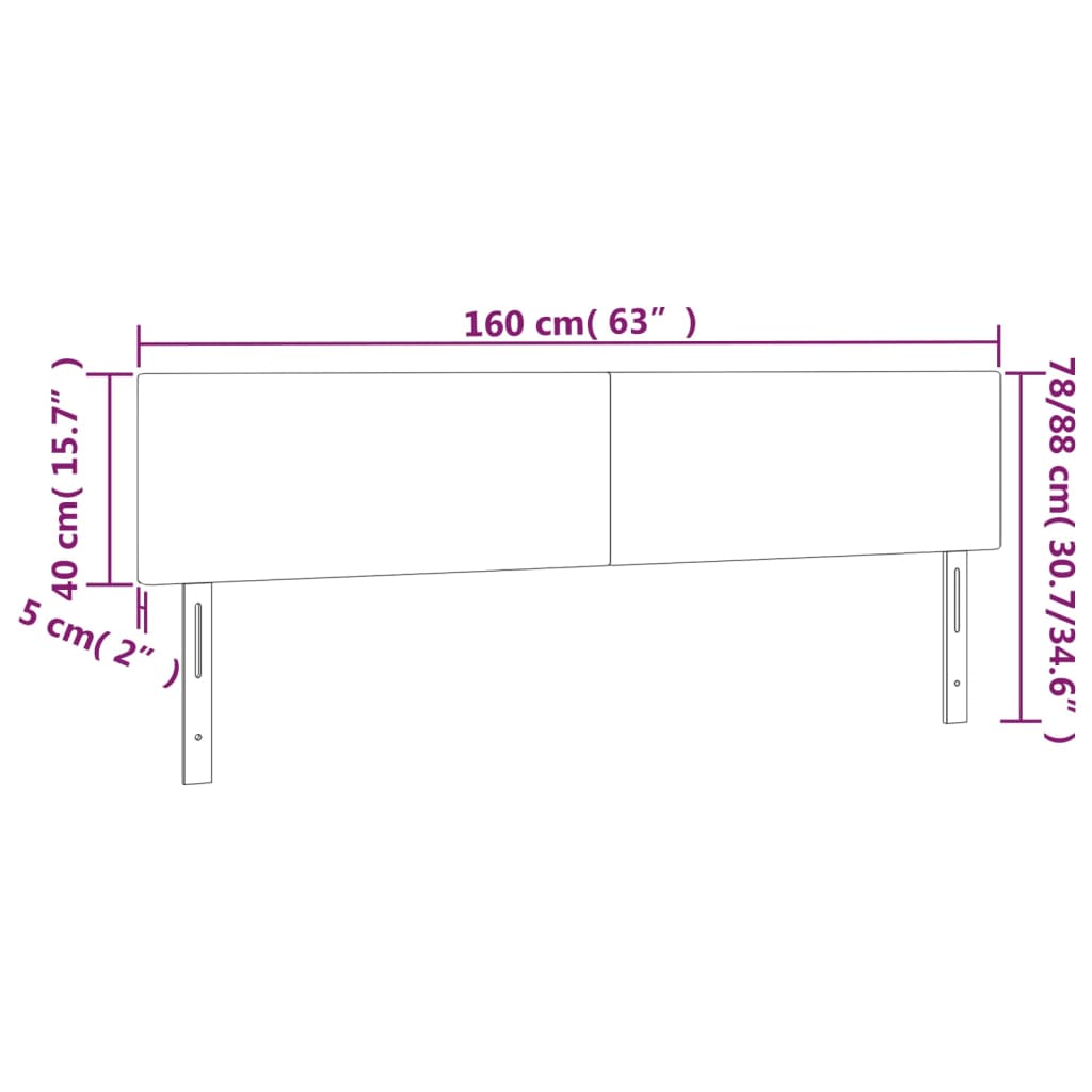 Posteljno vzglavje 2 kosa krem 80x5x78/88 cm blago