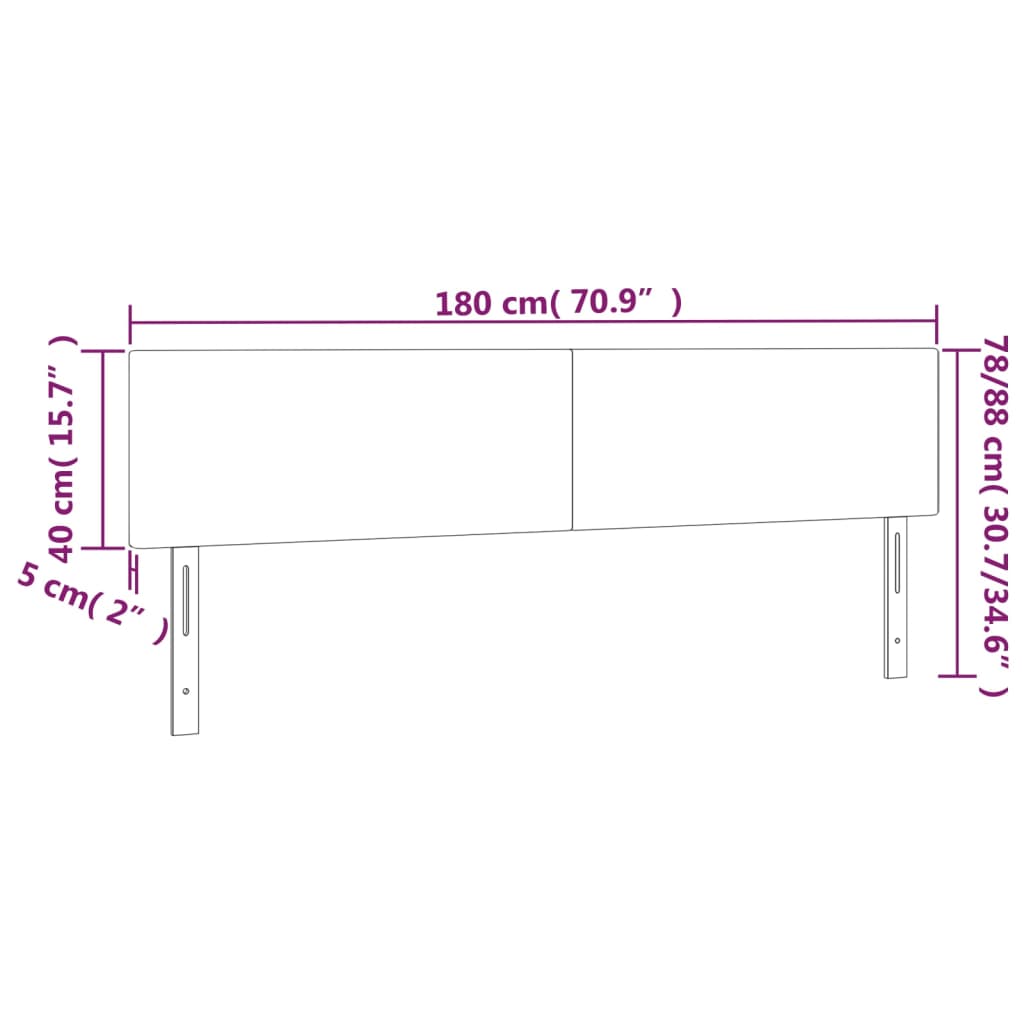 Posteljno vzglavje 2 kosa sivo 90x5x78/88 cm umetno usnje