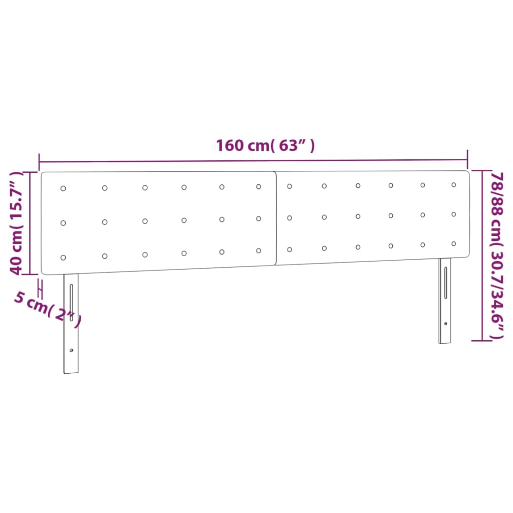 Posteljno vzglavje 2 kosa črno 80x5x78/88 cm umetno usnje