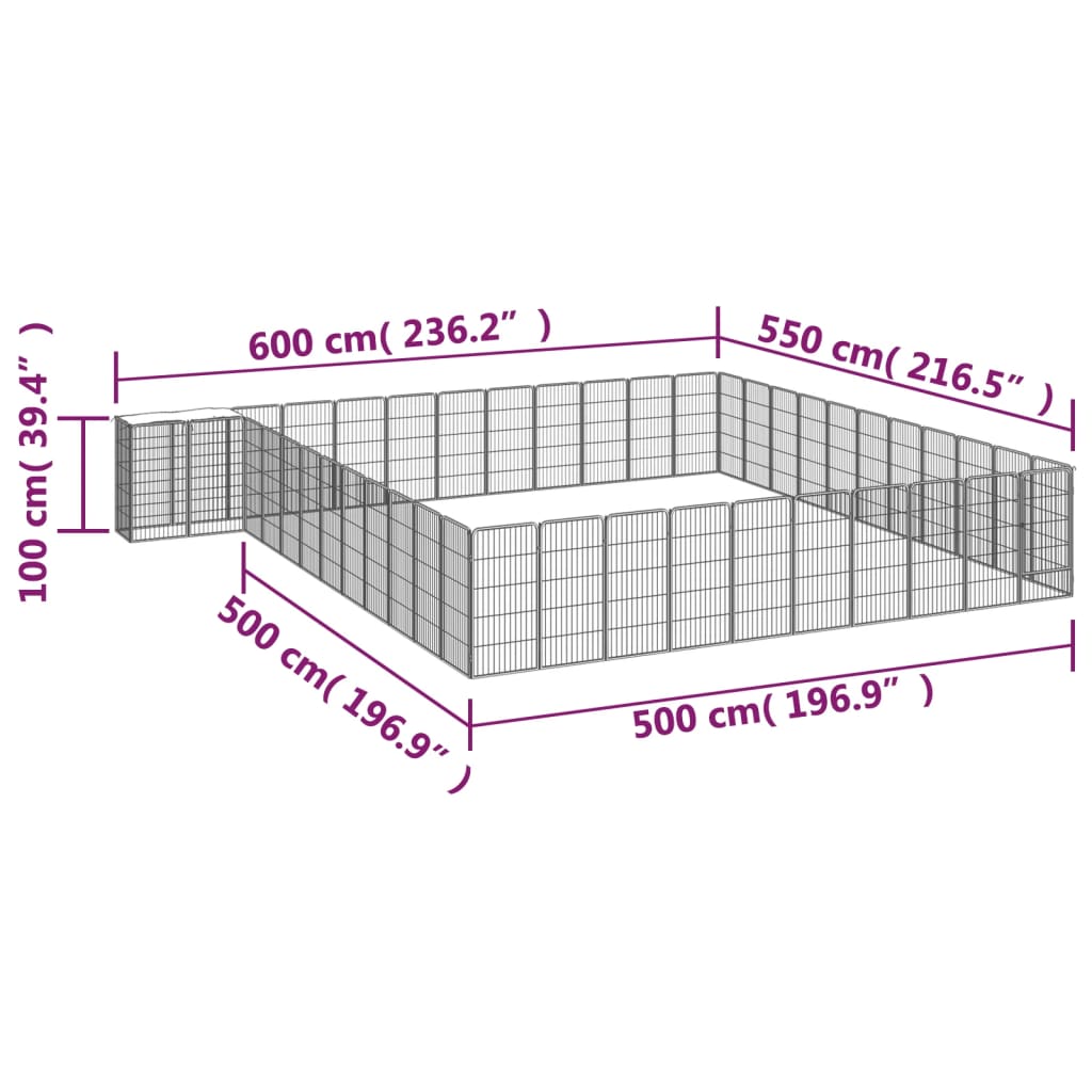 Pasja ograda s 46 paneli črna 50x100 cm prašno barvano jeklo