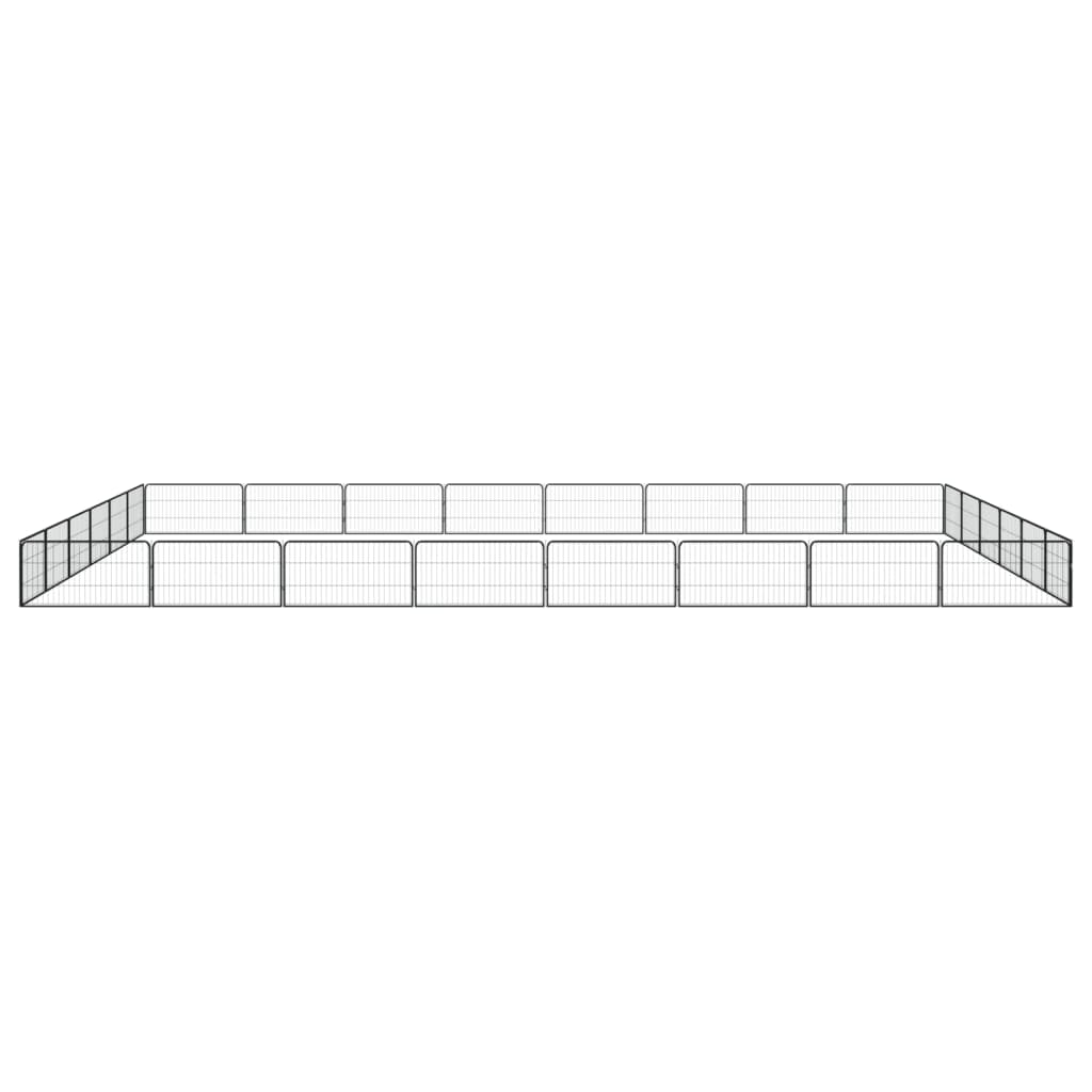 Pasja ograda z 28 paneli črna 100x50 cm prašno barvano jeklo