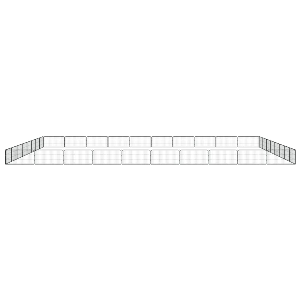 Pasja ograda s 36 paneli črna 100x50 cm prašno barvano jeklo