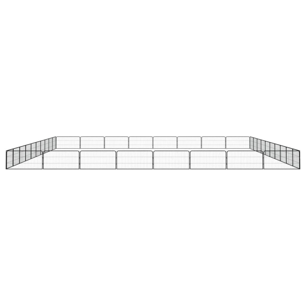 Pasja ograda s 36 paneli črna 100x50 cm prašno barvano jeklo