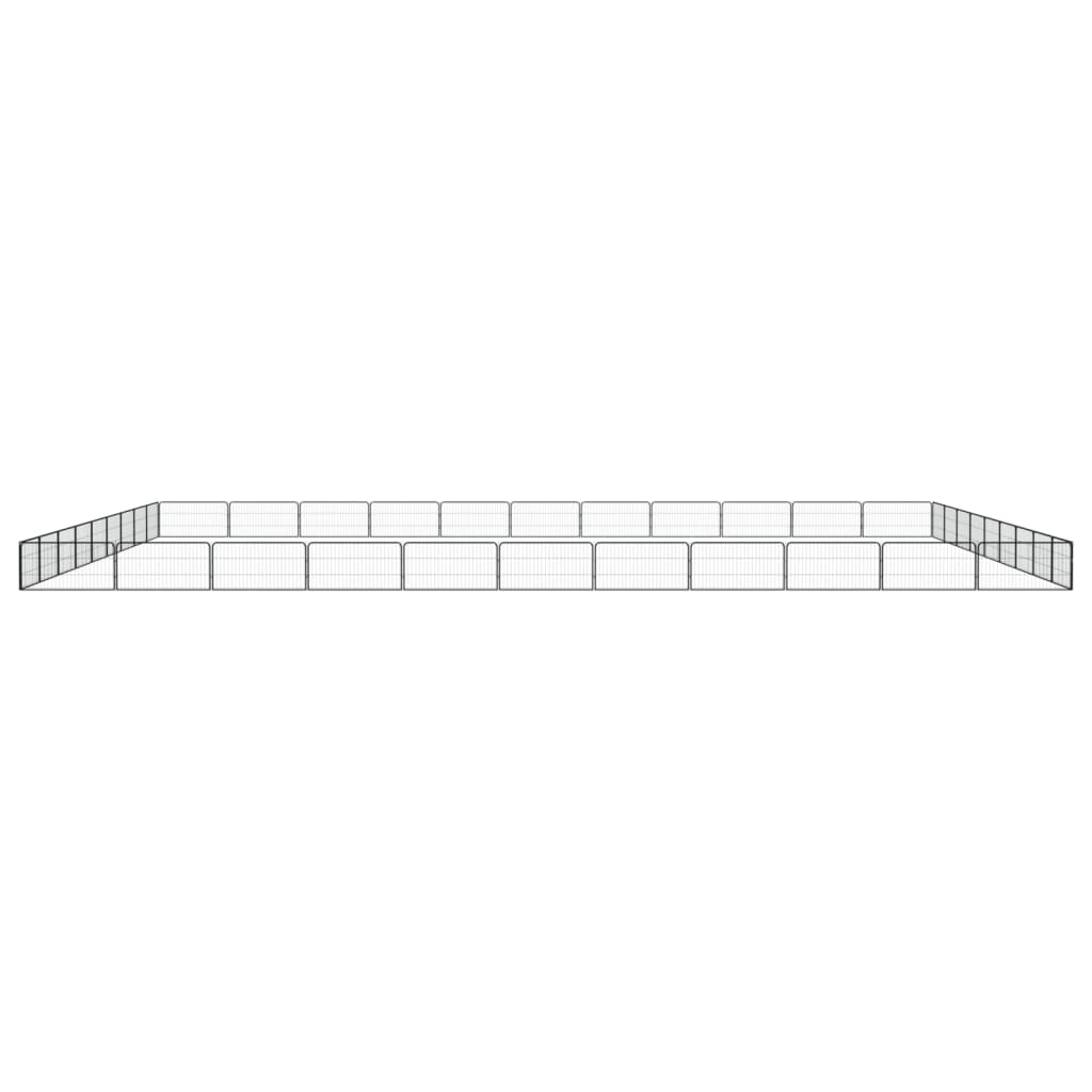 Pasja ograda s 40 paneli črna 100x50 cm prašno barvano jeklo